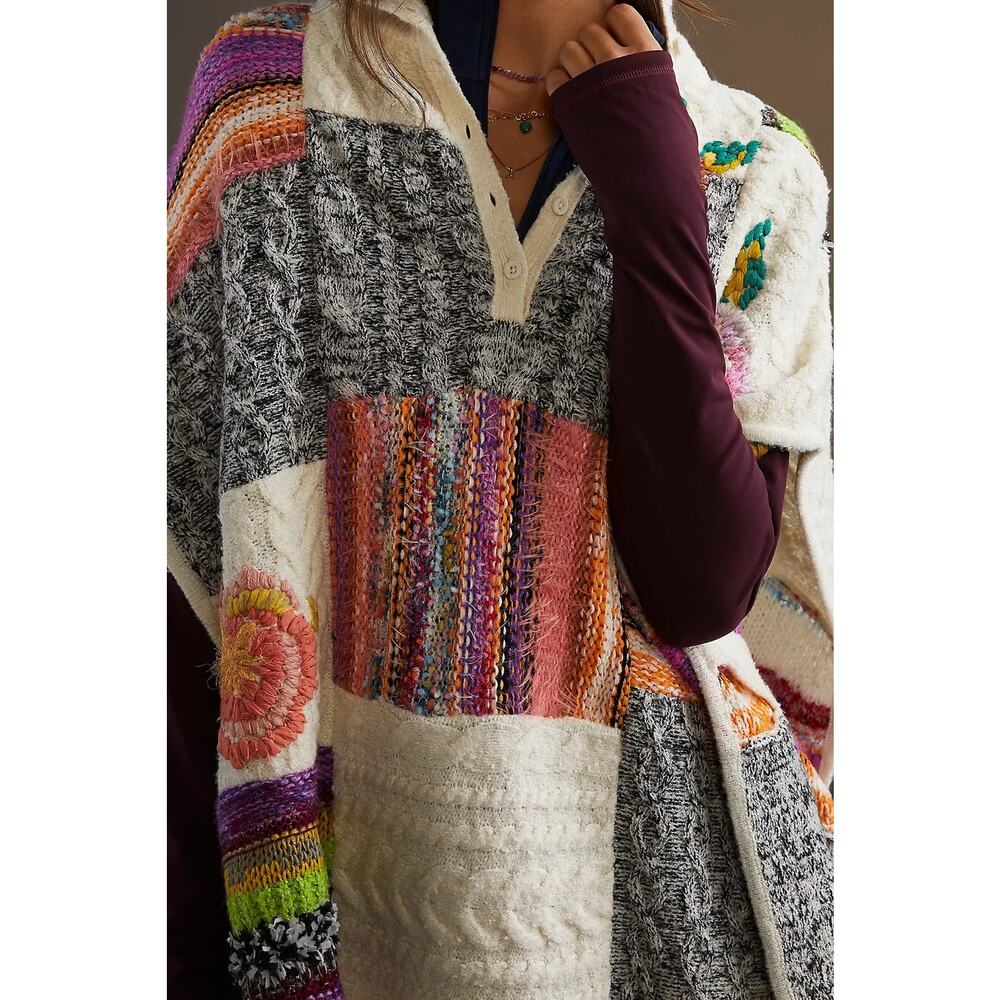 Anthropologie patchwork poncho sweater - Picture 10 of 11